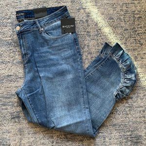 NWT Baccini Plus Size Cropped / Ankle Jeans with Cute Ruffled Hem - Size 16